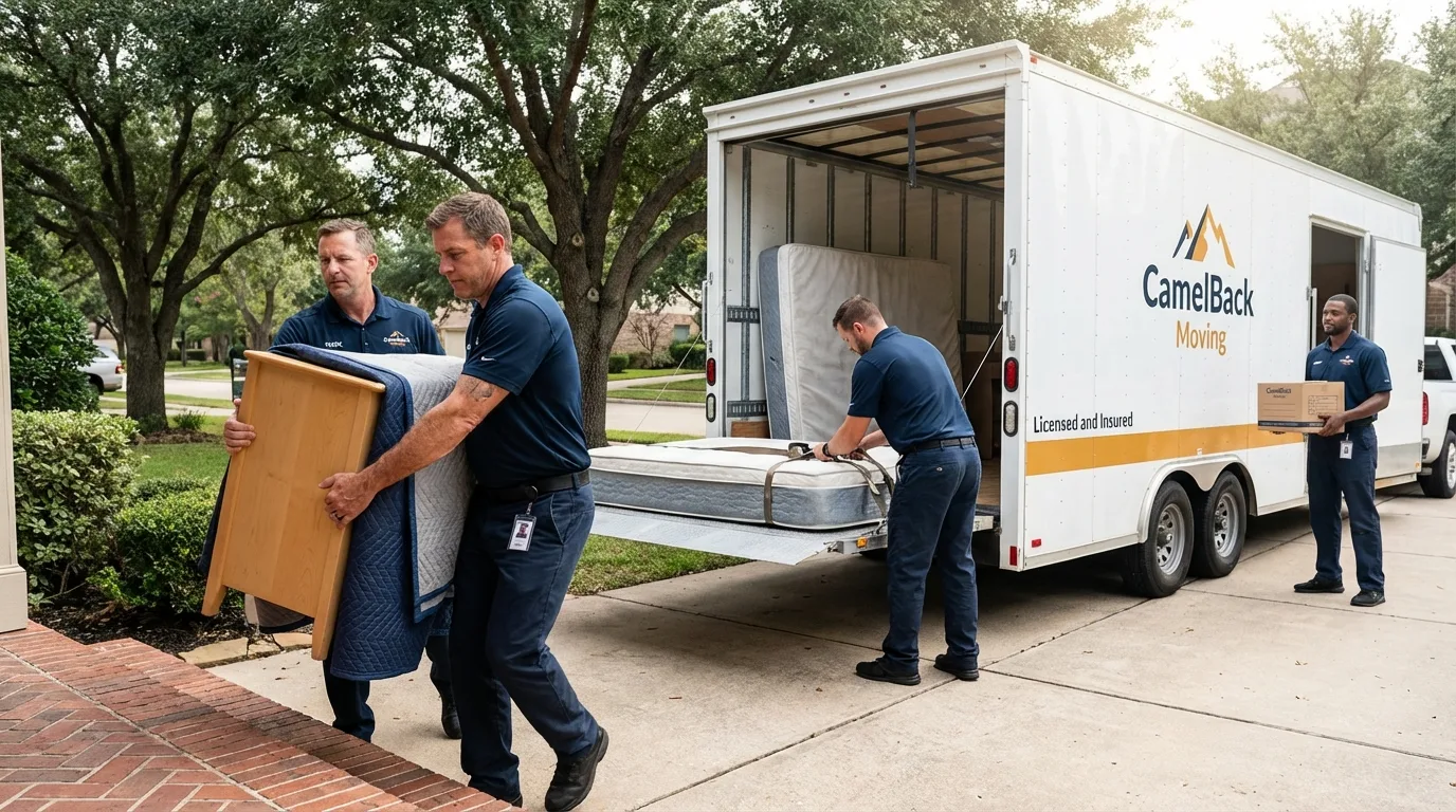 Crew loading residential truck for cross-state move from Somers, CT